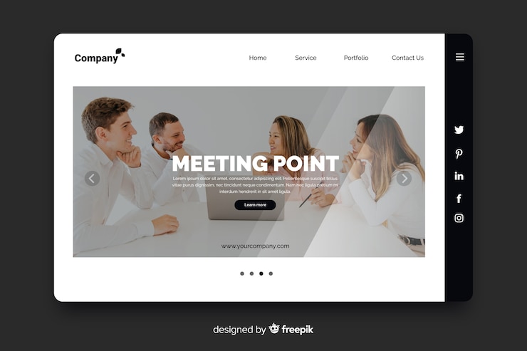 Kostenlose Vektor business-landingpage-vorlage mit foto