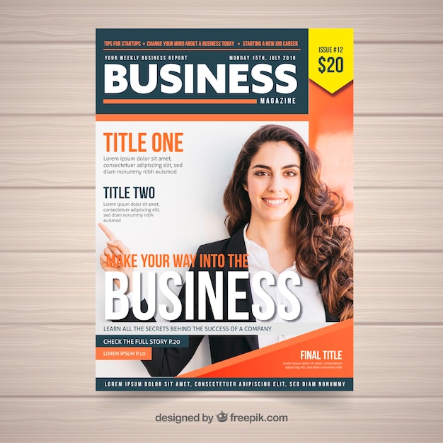 Kostenloser Vektor business-magazin-cover mit bild