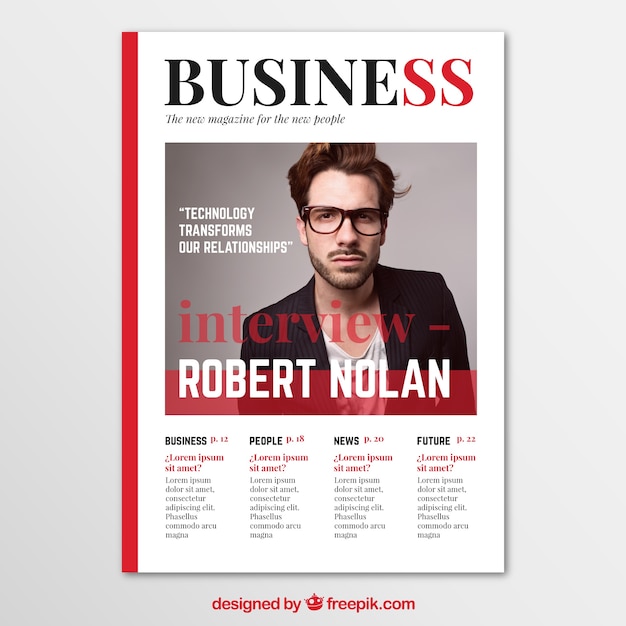 Kostenloser Vektor business-magazin-cover mit foto