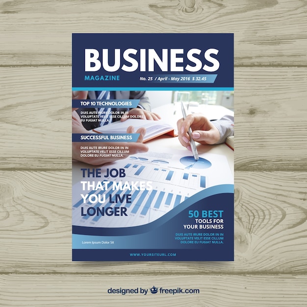 Kostenloser Vektor business-magazin-cover mit foto