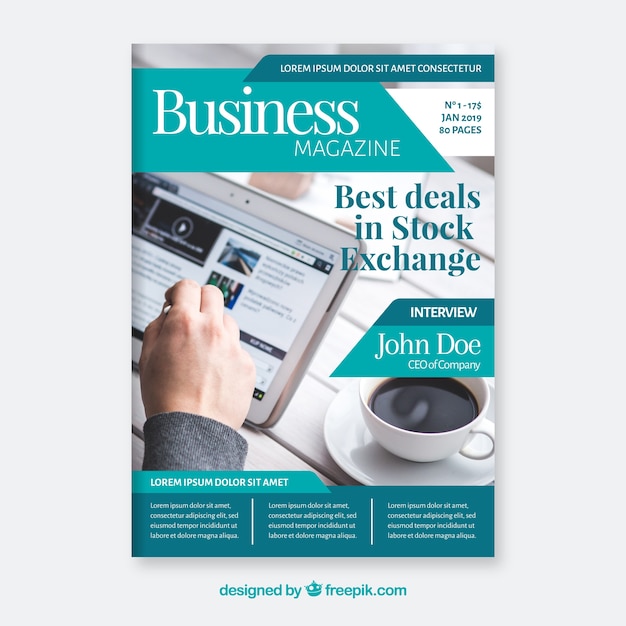 Business-magazin-cover-vorlage mit foto