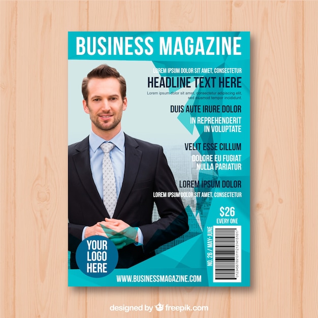 Business-magazin-cover-vorlage mit foto