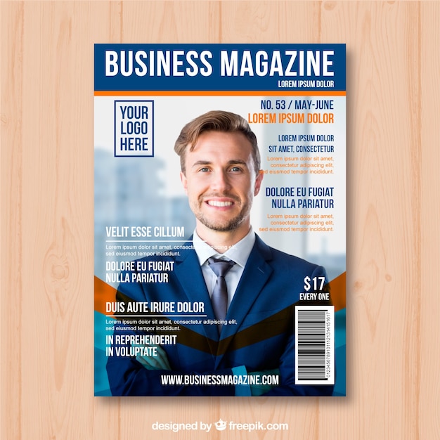 Business-magazin-cover-vorlage mit foto
