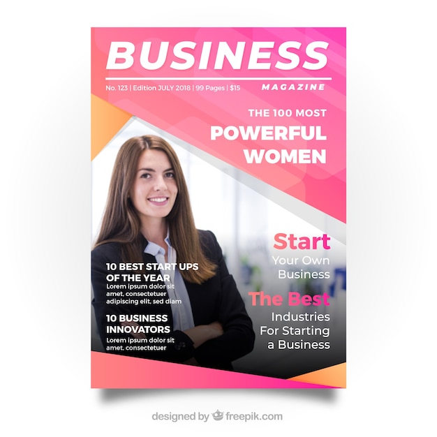 Business-magazin-cover-vorlage mit foto