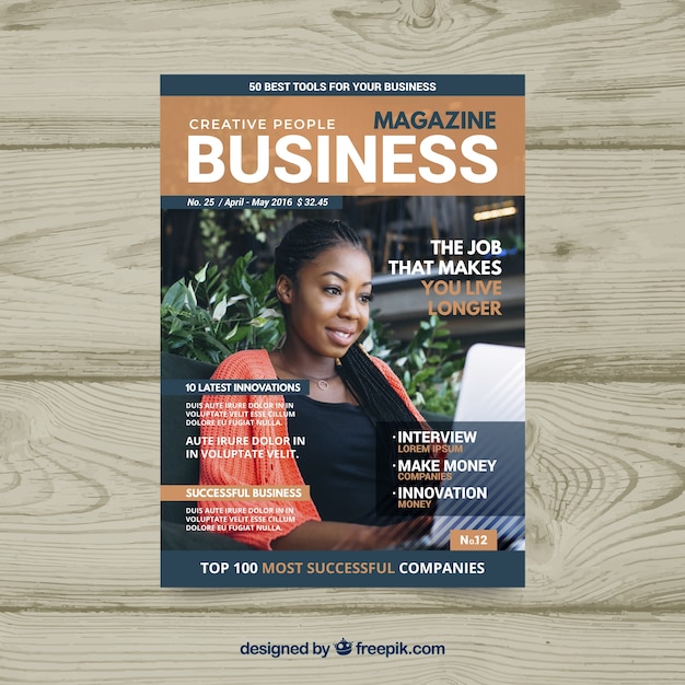 Business-magazin-cover-vorlage mit foto