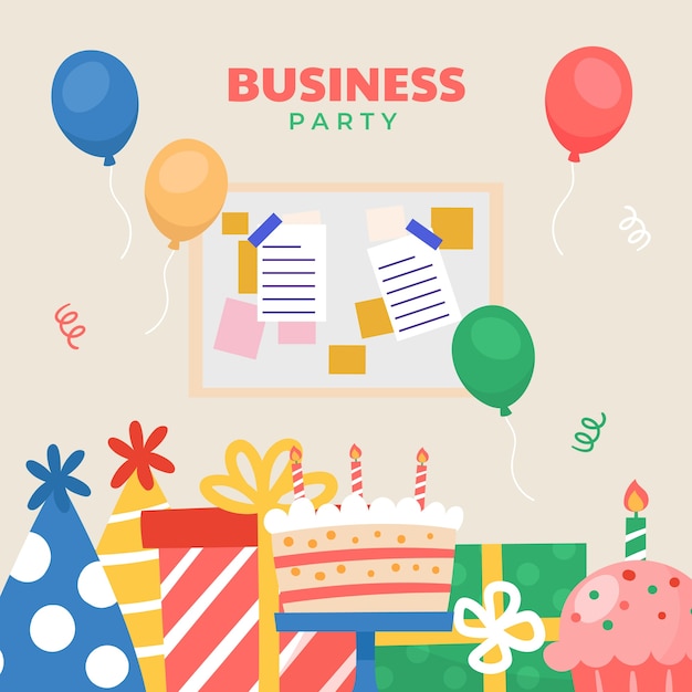 Business-party-illustration im flachen design