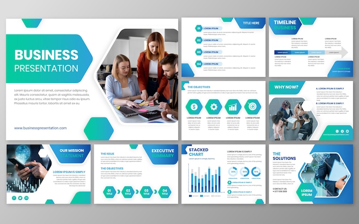Kostenlose Vektor business-präsentationsvorlagen mit farbverlauf