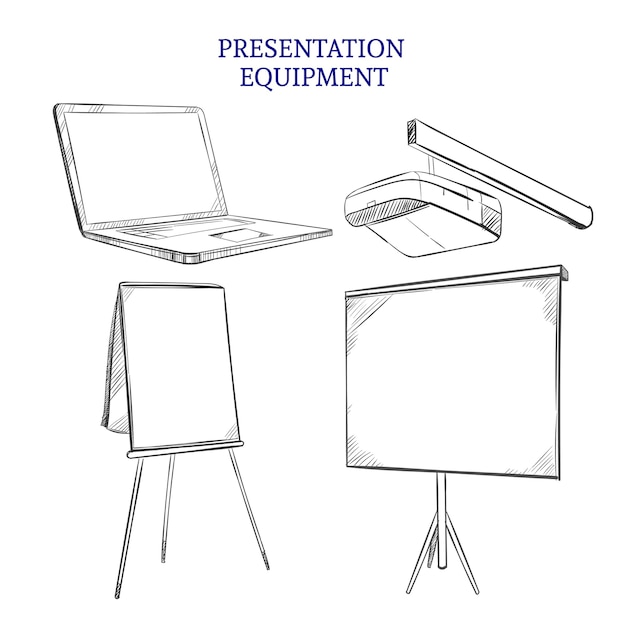 Business Presentation Sketch Elements Set