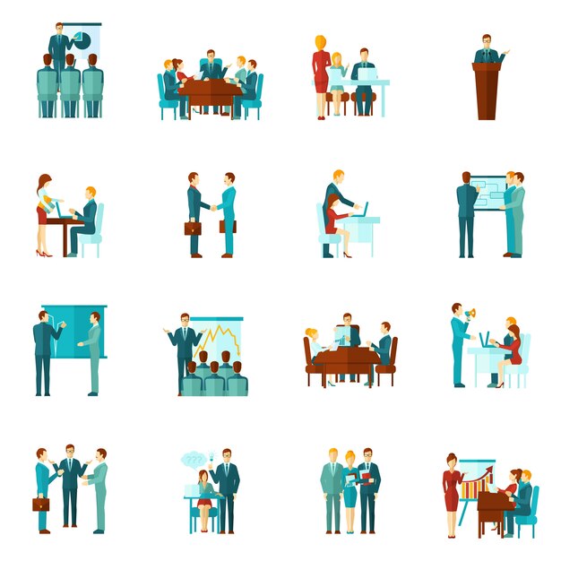 Business Training flache Ikonen