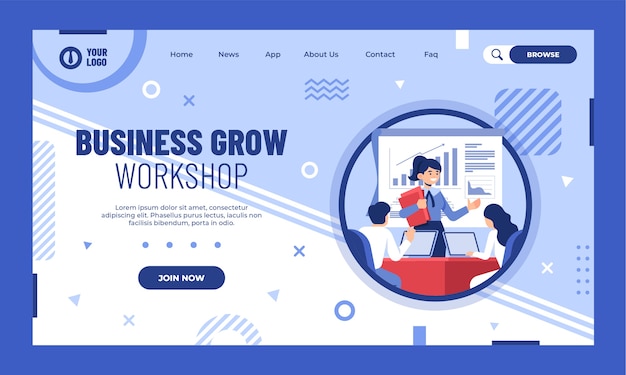 Kostenloser Vektor business-workshop-landing-page im flachen design