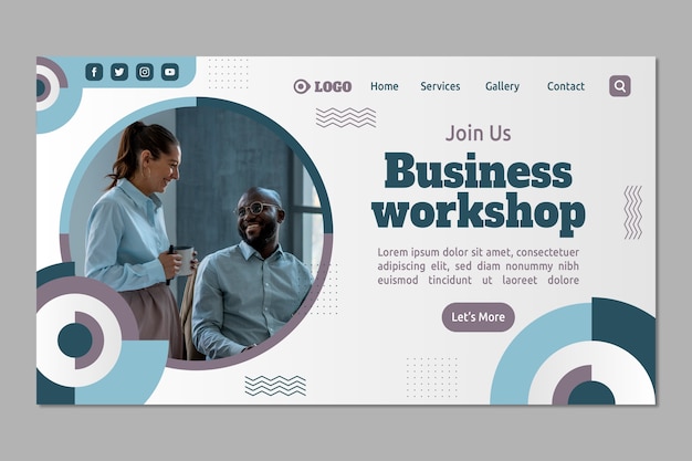 Kostenloser Vektor business-workshop-landing-page im flachen design