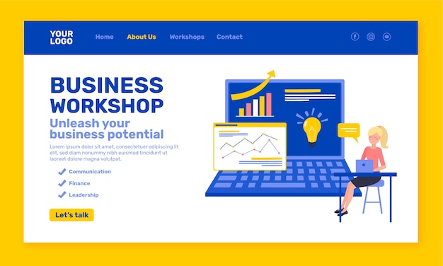 Business-workshop-landing-page im flachen design