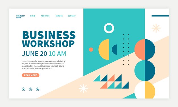 Business-Workshop-Landing-Page-Vorlage mit flachem Design