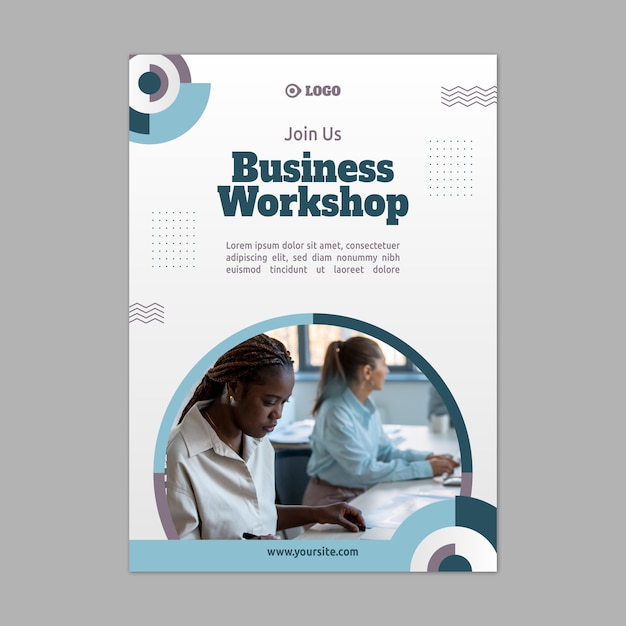 Kostenloser Vektor business-workshop-poster im flachen design