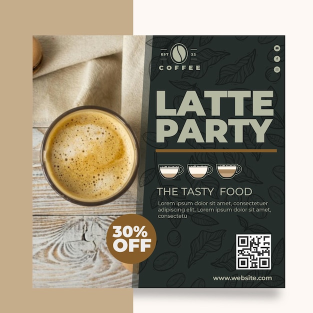 Cafeteria coffee shop quadratische flyer vorlage