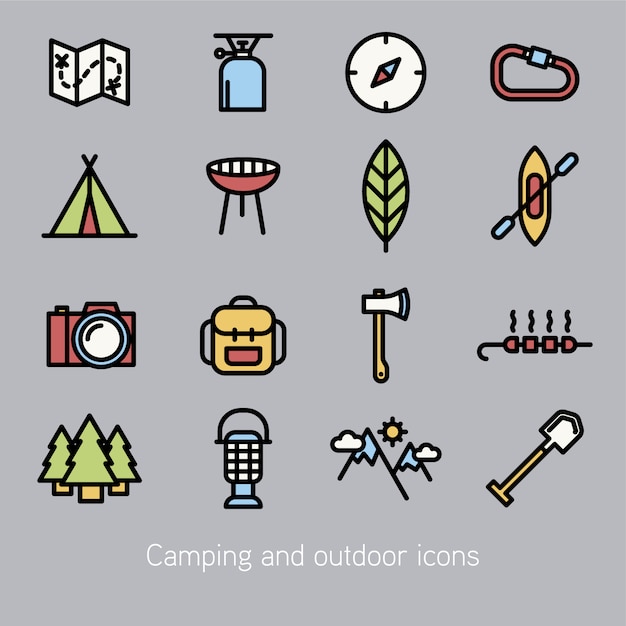 Camping icons sammlung