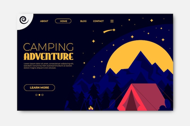 Kostenloser Vektor camping landing page konzept