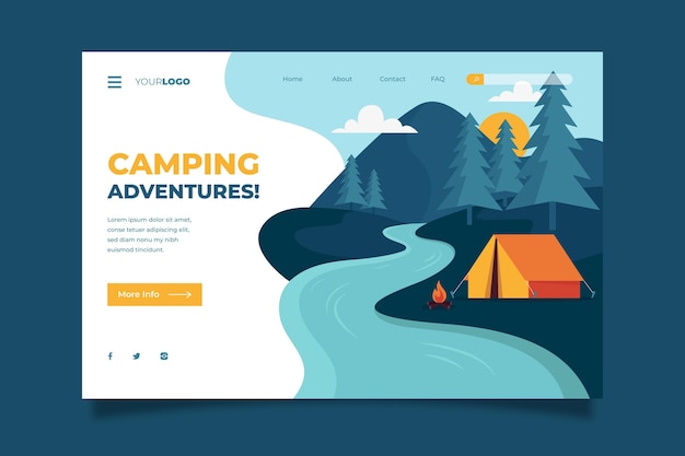 Kostenloser Vektor camping landing page konzept