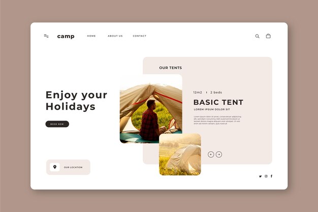 Camping Landing Page mit Fotos