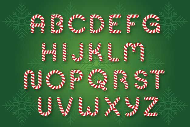 Candy cane weihnachten alphabet