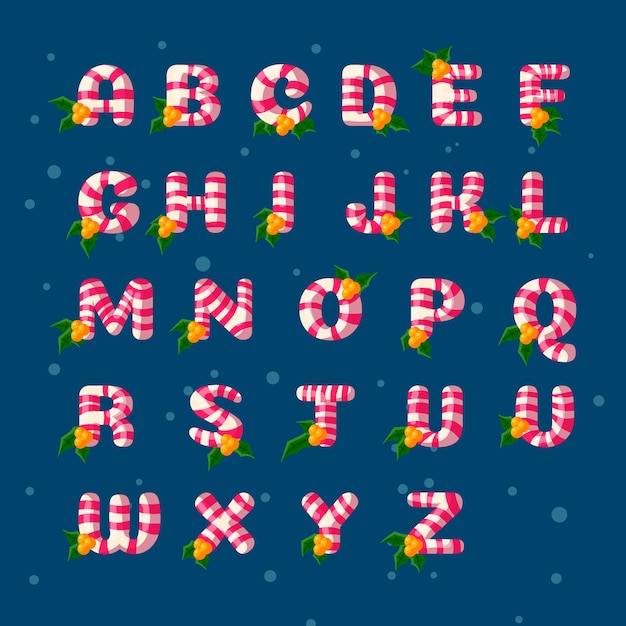 Candy cane weihnachten alphabet