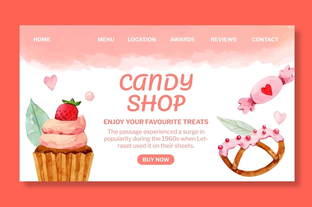 Kostenloser Vektor candy shop landing page vorlage