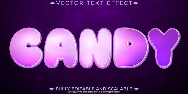 Kostenloser Vektor candy-text-effekt bearbeitbare süßigkeiten und zuckerhaltige anpassbare schriftart