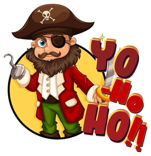 Kostenloser Vektor captain hook-cartoon-figur mit yo-ho-ho-rede