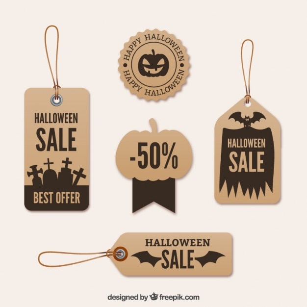 Kostenloser Vektor carboard halloween etiketten