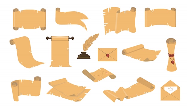 Cartoon alte Schriftrollen Icon Kit