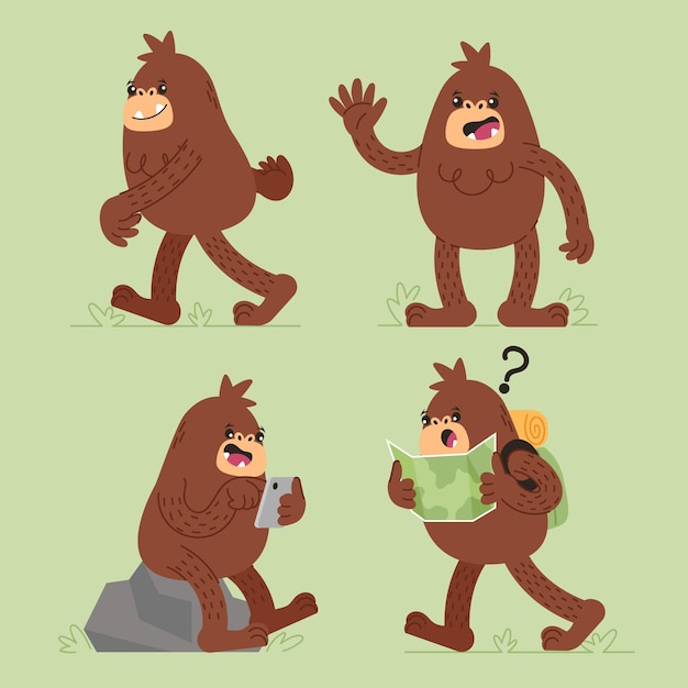 Cartoon bigfoot sasquatch charaktersammlung