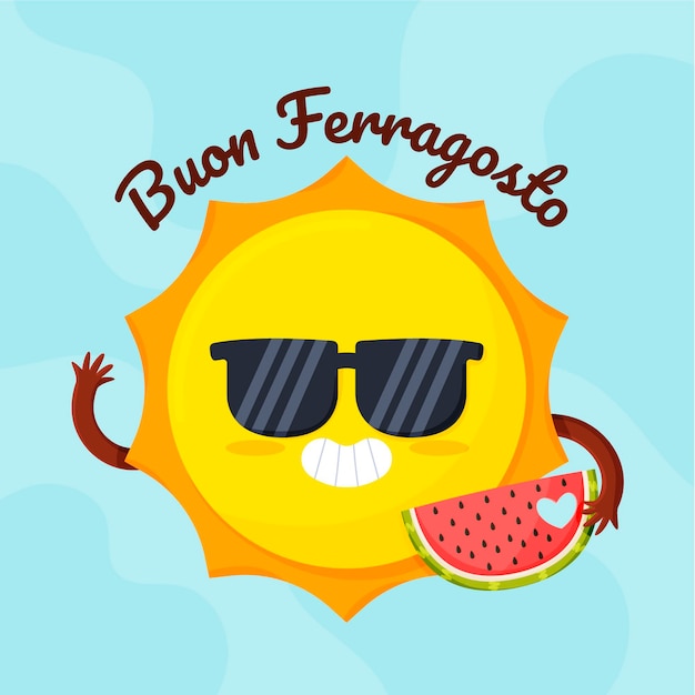 Cartoon buon ferragosto illustration