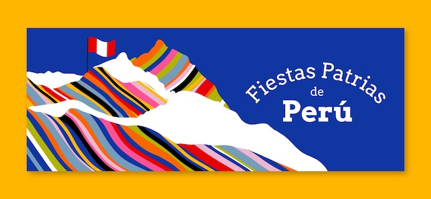 Kostenloser Vektor cartoon fiestas patrias peru facebook-cover-vorlage