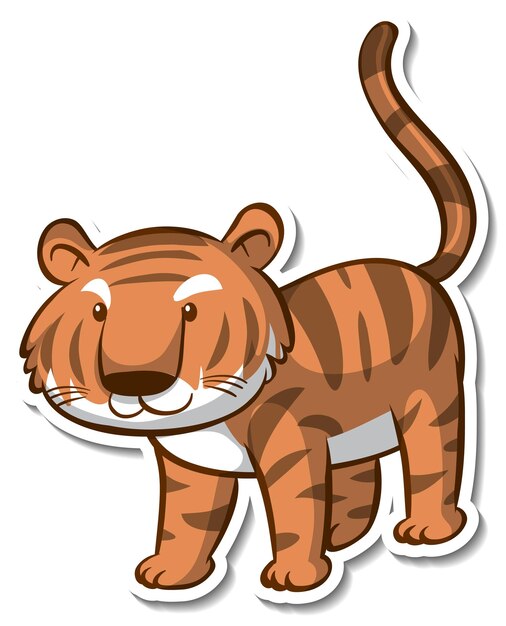 Cartoon-Figur des süßen Tigers im Stehen-Pose-Aufkleber