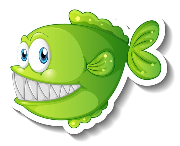 Cartoon-Fisch mit großen Reißzähnen Cartoon-Aufkleber