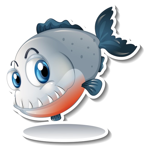 Cartoon-Fisch mit großen Reißzähnen Cartoon-Aufkleber