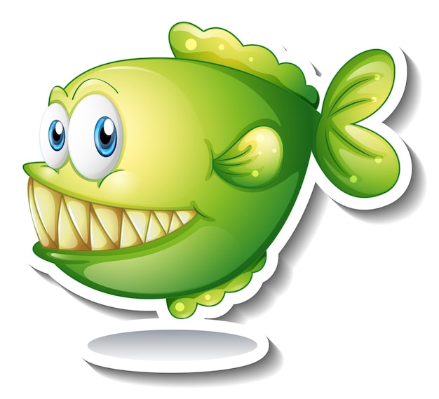 Cartoon-Fisch mit großen Reißzähnen Cartoon-Aufkleber