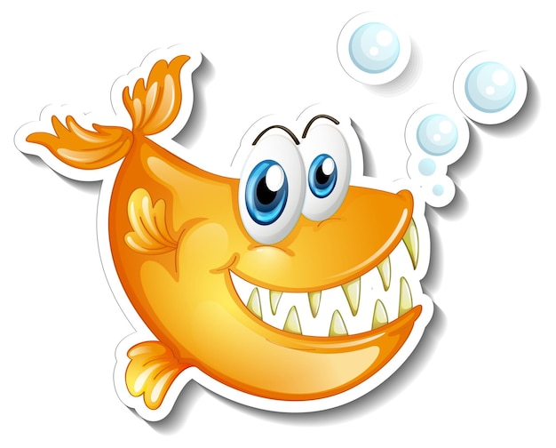 Cartoon-Fisch mit großen Reißzähnen Cartoon-Aufkleber
