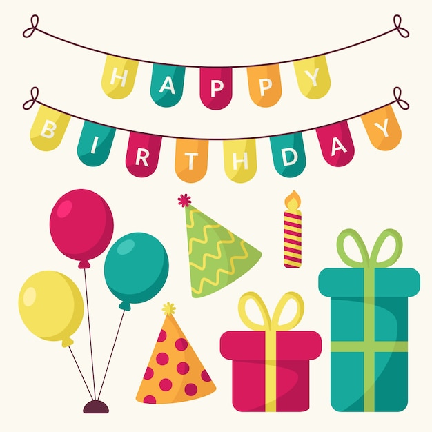 Cartoon Geburtstag Dekoration Elemente