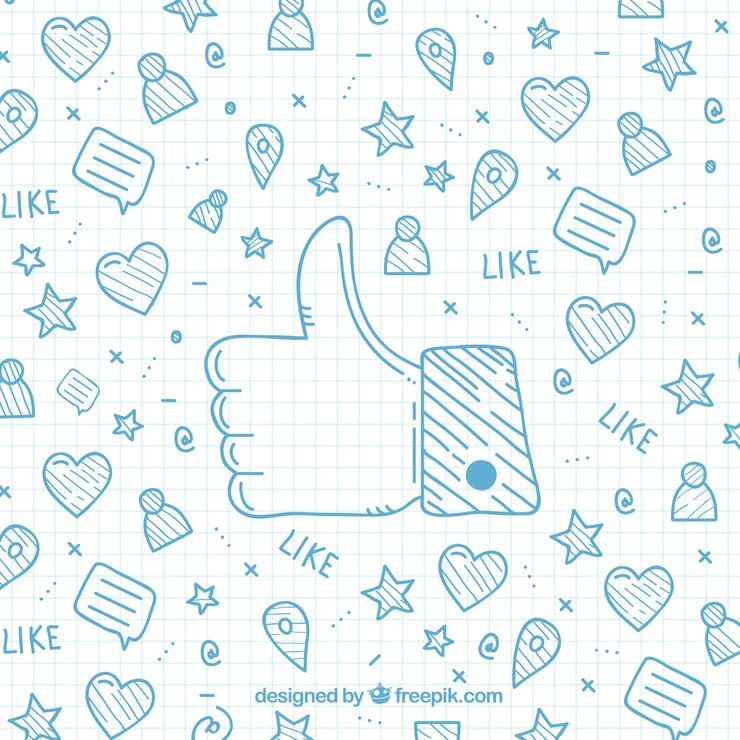 Kostenlose Vektor cartoon hintergrund mit facebook icons