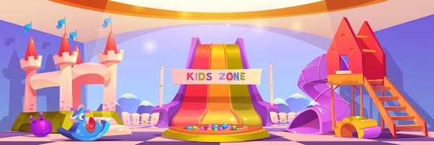 Cartoon kids zone für aktive freizeit und spaß