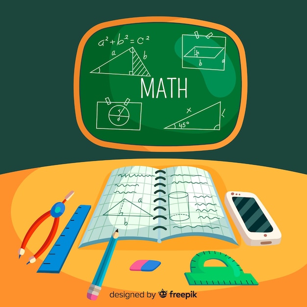 Kostenloser Vektor cartoon mathe konzept hintergrund