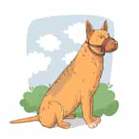 Kostenloser Vektor cartoon maulkorb hund illustriert