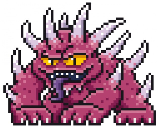 Cartoon grünes monster-pixel-design | Premium-Vektor