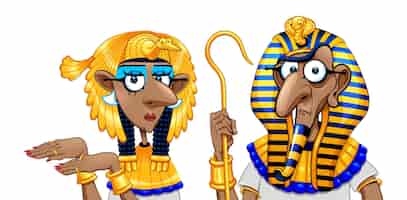 Kostenloser Vektor cartoon-pharao und cleopatra
