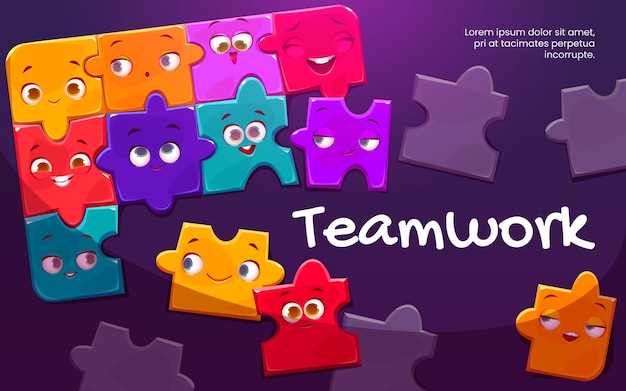 Cartoon-Puzzle-Teamwork-Hintergrund