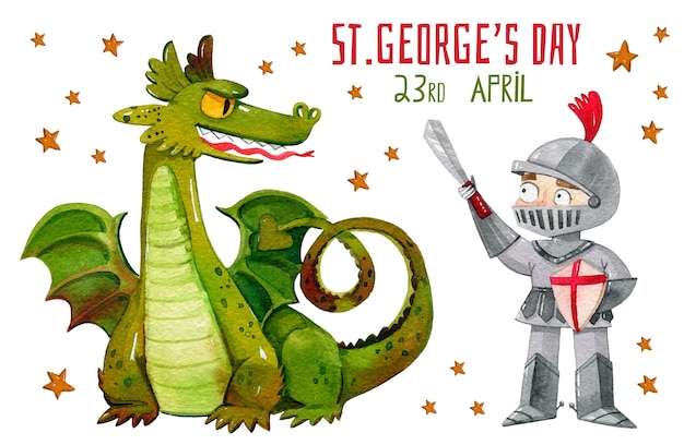 Cartoon st. george's day illustration