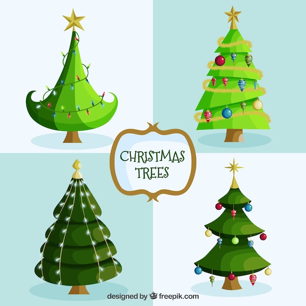 Cartoon Weihnachtsbäume packen