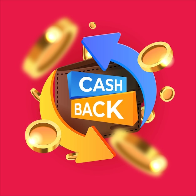 Kostenloser Vektor cash-back-service-finanzzahlungsetikett vektorillustration