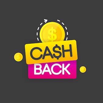 Cash-back-vektor-symbol auf grauem hintergrund isoliert. ökonomie der mittel. cashback- oder geld-zurück-zeichen. vektor-illustration.